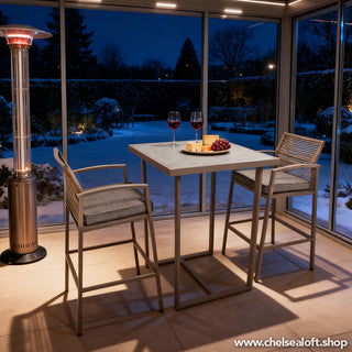 SCL58MBT Mesa Bar Mallorca Taupé de Acero con acabado anticorrosivo.