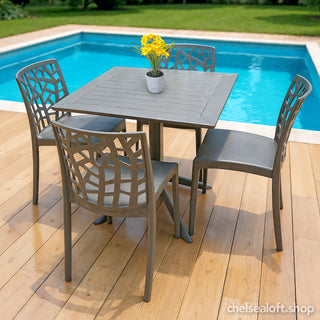 LW188GO  Silla Gaudi Gris Oxford estibable de plástico resistente al sol PP-UV 43x53x82cm.