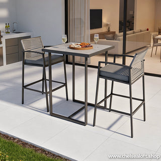 SCL58MBG Mesa Bar Mallorca Gris de Acero con acabado anticorrosivo.