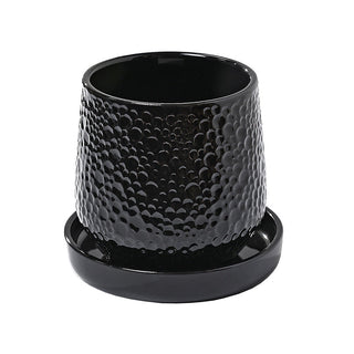 KAL030N Maceta Pebble Alargada Negro 14x14cm (Incluye Plato)
