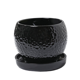 KAL033N Maceta Pebble Redonda Negro 15x13cm. (Incluye Plato)