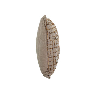 KC241235 Cojín Lino Natural Pedrería Oro 35x50 cm.