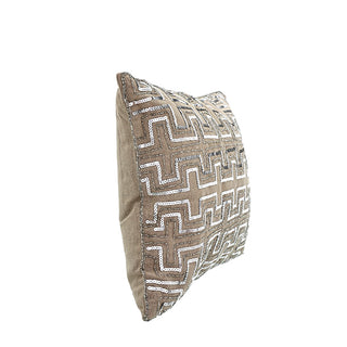 KC247735 Cojín Lino Pedrería Lentejuelas Plata 35x50 cm.