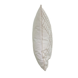 KC247850 Cojín Blanco Cuadrícula Pedrería Perla 50x50 cm.