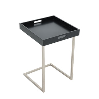 KI996 Mesa Servicio C/Charola Desmontable Negro y Metal 40(L) X 40(P) X 56(A) CM.