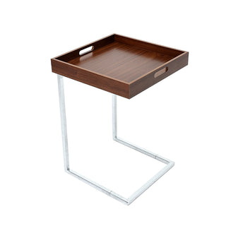 KI996CC Mesa Servicio C/Charola Desmontable Café y Metal Cromado 40(L)X40(P) X 56(A) Cm.