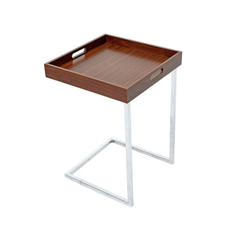 KI996CC Mesa Servicio C/Charola Desmontable Café y Metal Cromado 40(L)X40(P) X 56(A) Cm.