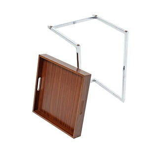 KI996CC Mesa Servicio C/Charola Desmontable Café y Metal Cromado 40(L)X40(P) X 56(A) Cm.