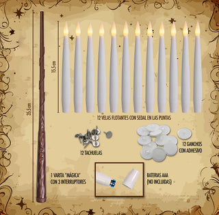 KLC0122 SET 12 VELAS COLGANTES CON MOVIMIENTO LED LUZ CÁLIDA