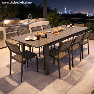 BK1677A Mesa Rectangular de Extensión Antracita en Aluminio acabado para exterior 180/240cm(L) x 100cm(P) x 77cm(A)