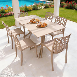 LW03TA  Mesa Gaudi Taupé de plástico resistente al sol PP-UV 80x80x75cm.