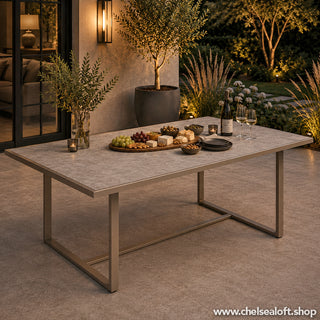 SCL58MCT Mesa Comedor Mallorca Taupé de Acero con acabado anticorrosivo.