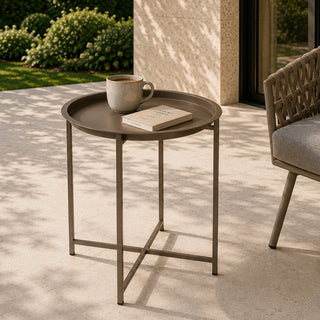 BK3180T Mesa plegable con charola acabado Taupé