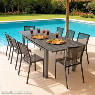 BK1677A Mesa Rectangular de Extensión Antracita en Aluminio acabado para exterior 180/240cm(L) x 100cm(P) x 77cm(A)