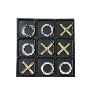 MIN883 Tic Tac Toe Decorativo Negro Plata y Oro 28 cm.