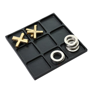 MIN883 Tic Tac Toe Decorativo Negro Plata y Oro 28 cm.