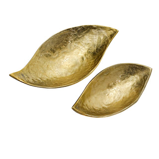 MINO1380 Centro Hoja Metal Oro Grande 39 cm.