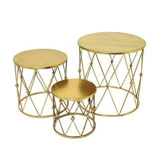 MQ3045OG Mesa Pedestal Tambor Oro 50cm.