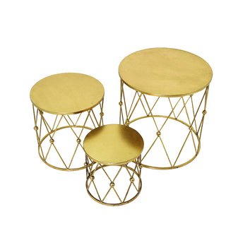 MQ3045OG Mesa Pedestal Tambor Oro 50cm.
