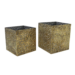 MQ5282OC Taburete Rectangular Oro 37x40cm.