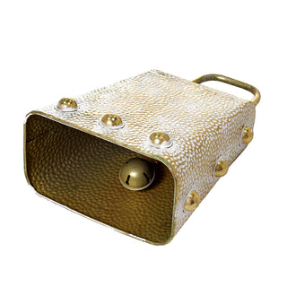 MQ6306B Ornamento Campana Oro con Blanco Wash 24x34cm.