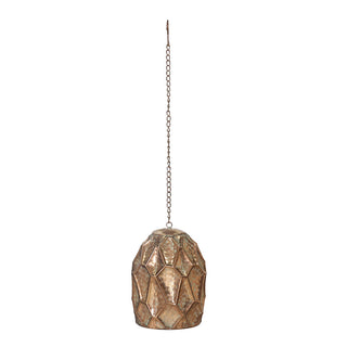 MQ6471O Ornamento Campana Piña Metal Oro 70x15cm.