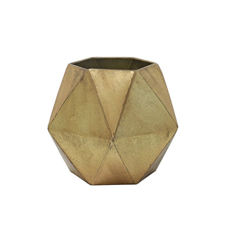 MQ7807OG Portacirio Geométrico Metal Oro Grande 26x30cm.