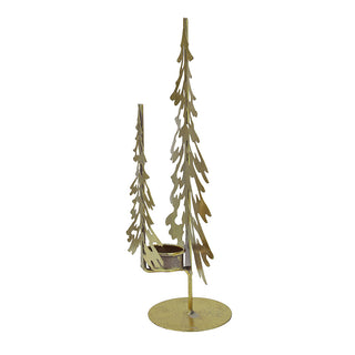MQ8070OG Portacirio Pinos Metal Oro Grande 34x19cm.