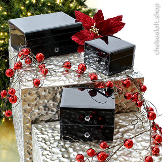 HM2442NC Caja Joyero Chico Espejo Negro 12cm(L)x 12cm(P)x 8cm(A)