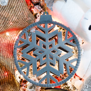 RJL381G Esfera Snowflake Terciopelo Gris 20 Cm.