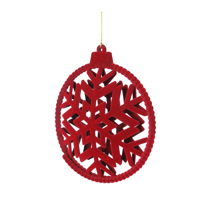 RJL381R Esfera Snowflake Terciopelo Rojo 20 Cm.