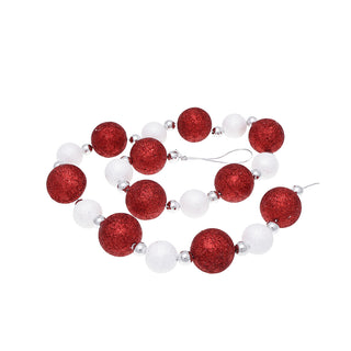 RJL442 Guirnalda Esferas Blanco y Rojo Frost 120 cm.