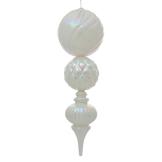 RJL453B Gran Ornamento Finial Esferas Blanco Iridiscente 20x63 cm.