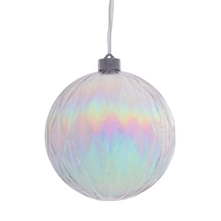 RJL460T Esfera Rombo Estriado Transparente Iridiscente 20 cm.
