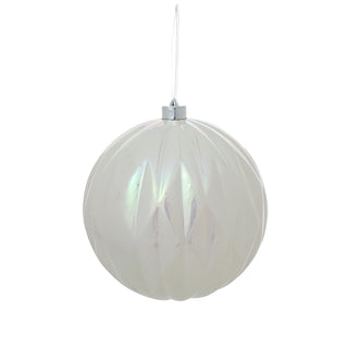 RJL461B Esfera Rombo Estriado Blanco Iridiscente 20 cm.