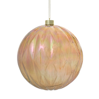 RJL461M Esfera Rombo Estriado Miel Iridiscente 15 cm.