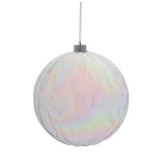 RJL461T Esfera Rombo Estriado Transparente Iridiscente 15 cm.