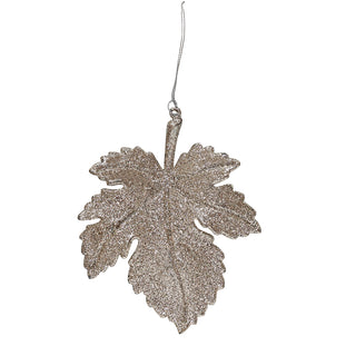 RJL610CH Ornamento Hoja de Maple Champaña 14cm.