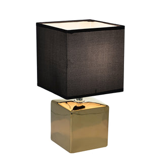RL346O Lámpara Cerámica Cubo Oro Metálico 15x15x29cm.