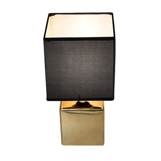 RL346O Lámpara Cerámica Cubo Oro Metálico 15x15x29cm.