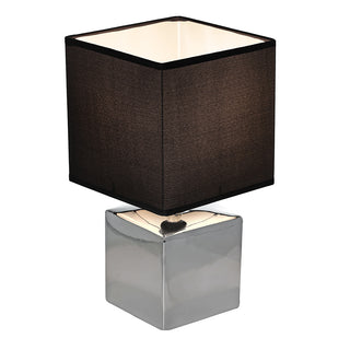 RL346P Lámpara Cerámica Cubo Plata Metálico 15x15x29cm.