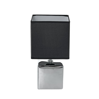 RL346P Lámpara Cerámica Cubo Plata Metálico 15x15x29cm.