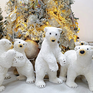 Gran Oso Polar Parado Pelaje con Destellos de Oro 40cm de largo, 34cm ancho y 66cm de alto