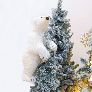 Oso Polar Parado Pelaje con Destellos de Oro 25cm de largo, 19cm ancho y 48cm de alto