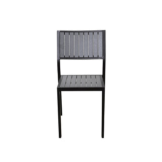 SCL240 Silla Harbour en Acero con Acabado Negro para Exterior y Tablones de Pollywood Gris.
