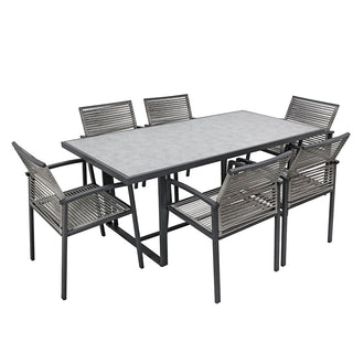 SCL58MCG Mesa Comedor Mallorca Gris de Acero con acabado anticorrosivo.