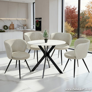 TC2411BN Mesa Redonda 90cm. Cerámica Blanca Nube y Base Negra