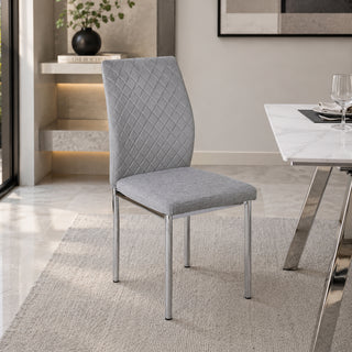 TC2457GC Silla París Tela y Terciopelo Gris Claro con Cromo