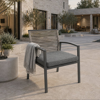 SCL58SIG Sillón Mallorca Gris con Ratán y Acero con acabado anticorrosivo para exterior.