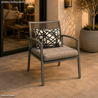 SCL58SG Sillón Mallorca Gris con Ratán y Acero con acabado anticorrosivo